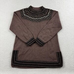 Peruvian Connection Sweater Womens Medium Brown Nordic Fair Isle Alpaca Winter
